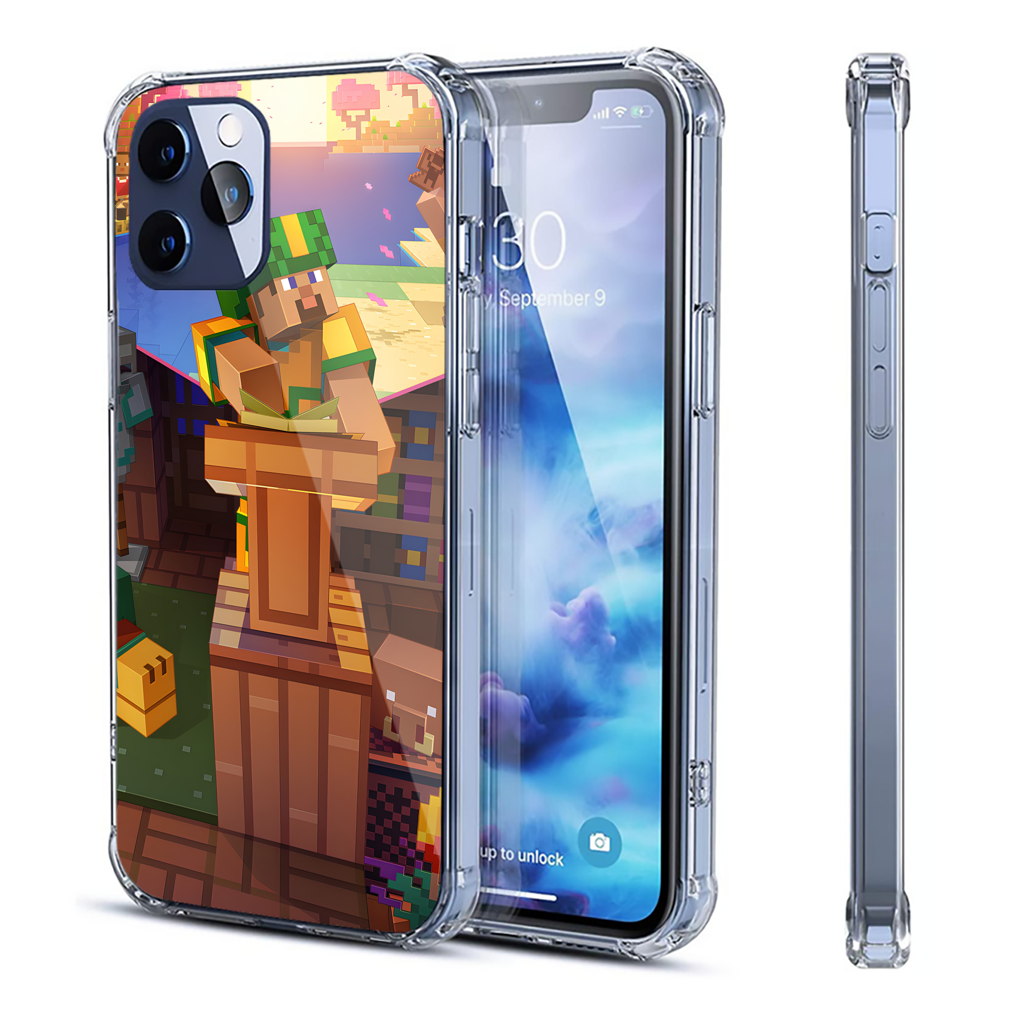 （画像用） マインクラフト ブロックの世界 Minecraft MC Block world 【iPhone 12シリーズ対応】透明スマホケース（クリアソフトケース）